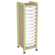 Meuble sur roulettes 1 colonne 12 casiers Lili hauteur 137 cm coloris vert
