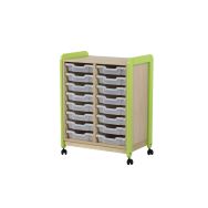Meuble sur roulettes 2 colonnes 16 casiers Lili hauteur 98 cm coloris vert