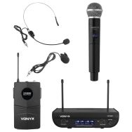 Micro sans fil UHF 2 canaux 1 micro main 1 serre-tête Vonyx