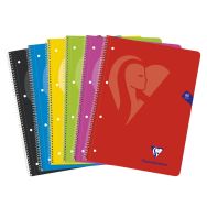 Mimesys cahier spiralé carte souple 22,5x29,5cm 160p Q.5x5 cadré perfo 4 trous couleurs VIVES assorties