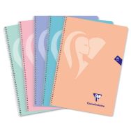 Mimesys cahier spiralé carte souple Folio 21,5x31cm 160p Q.4x4 + marge couleurs PASTEL assorties