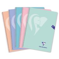Mimesys cahier spiralé polypro Folio 21,5x31cm 160p Q.4x4 + marge couleurs PASTEL assorties