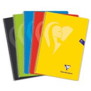Mimesys cahier spiralé polypro Folio 21,5x31cm 160p Q.4x4 + marge couleurs VIVES assorties