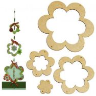 Mobile fleur bois à décorer (Lot de 6)
