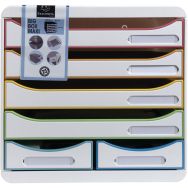 Module Big Box Maxi 6 tiroirs White Office Blanc/arlequin