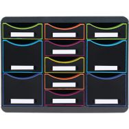 Module Storebox Multi 11 tiroirs Black Office Noir/arlequin