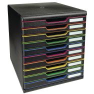 Module de classement Modulo A4 10 tiroirs noir/couleurs mat