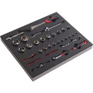 Module mousse 2/3 de 60 outils en mm cliquets 1/4'' + 1/2''