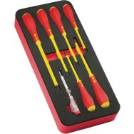 Module mousse 6 tournevis isoles + 1 testeur
