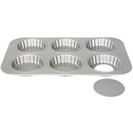 Moule amovible en acier de 6 tartelettes de 10cm