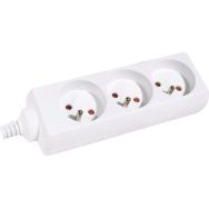 Multiprise 3 prises sans interrupteur blanche - 1,5 m