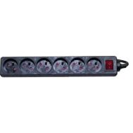 Multiprise 6 prises avec interrupteur noire - 4,0 m