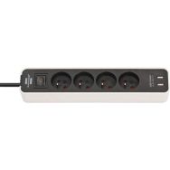 Multiprise ECOLOR 4 prises + 2 USB avec interrupteur