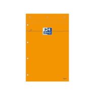 OXFORD Bloc-Notes Perforé Orange A4+ Ligné 8mm Jaune et Margé 80 Feuilles Agrafées Couverture Carte Enduite Orange
