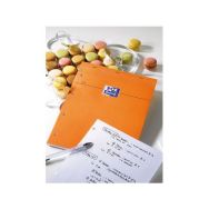 OXFORD Bloc-Notes Perforé Orange A4+ Petits Carreaux 5mm 80 Feuilles Agrafées Couverture Carte Enduite Orange