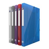 OXFORD Boîte Capacité Standard Hawaï 24x32cm Dos 25mm avec Elastique Couverture Polypro Coloris Assortis