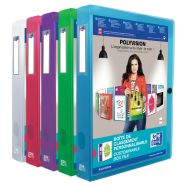 OXFORD Boîte Capacité Standard Polyvision 24x32cm Dos 40mm avec Bouton Pression Couverture Polypro Translucide Coloris Assortis