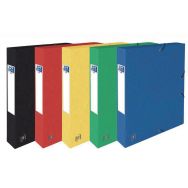OXFORD Boite Capacité Standard Top File+ 24x32cm Dos 40mm avec Elastique Couverture Carte Coloris Assortis