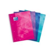 OXFORD Cahier Lagoon A4+ Grands Carreaux Seyès 160 Pages Reliure Intégrale Couverture Polypro Coloris Assortis