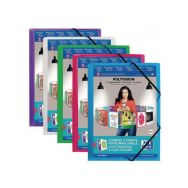 OXFORD Chemise 3 Rabats Polyvision A4 avec Elastique Couverture Polypro Translucide Coloris Assortis