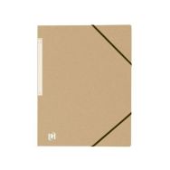 OXFORD Chemise 3 Rabats Touareg A4 avec Elastique Couverture Carte Recyclée Beige Naturel