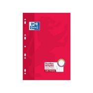 OXFORD Feuilles Simples A4 Grands Carreaux Seyès 100 Pages Blanches Etui Carte Rouge