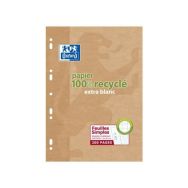 OXFORD Feuilles Simples A4 Grands Carreaux Seyès 200 Pages Recyclées Etui Cartonné Beige