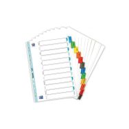 OXFORD Intercalaires Mensuels A4 12 Positions Carte Epaisseur 170g Blanc