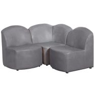 Pack 2 chauffeuses droites + 1 angle Bowling déhoussables tissu PVC 9101 gris