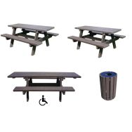 Pack 2 tables Parc + 1 PMR + 1 poub. Escapade 90 L couvercle - montée