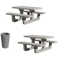 Pack 2 tables Rio + 1 poubelle 80 L béton
