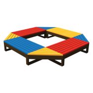 Pack 4 banquettes MYA + 4 modules d'angle multicolore/marron
