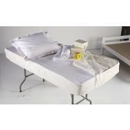 Pack : Matelas Atoll + Housse + Oreiller + linge de lit blanc