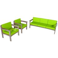 Pack Autize : 1 Canapé 3 pl+2 fauteuil structure Taupe PVC Anis