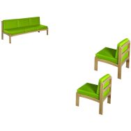 Pack Autize : Chauffeuse 3pl+2chauffeuses struct naturel PVC Anis