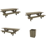 Pack Bréhat : 2 tables + 1 table PMR + corbeille 100L Kerguélen - Manutan Expert