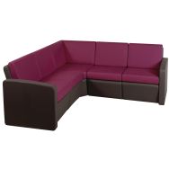 Pack Khéops 2 chauffeuses+2 chauffeuses accoudoirs+1 angle 90° Chocolat/fuschia