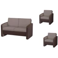 Pack Khéops 2 fauteuils + canapé 2 places Chocolat/terre