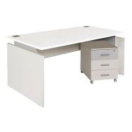 Pack Linéo blanc bureau droit 120 cm + caisson 3 tiroirs coloris Blanc/alu