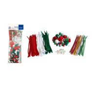 Pack NOËL pompons , yeux mobiles, chenilles, 300 pcs assorti