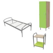 Pack Thélia n°2 : lit 80x190 cm sommier treillis - chevet- armoire- Manutan Expert