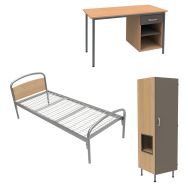 Pack Thélia n°4 : Lit 90x190 cm sommier treillis - bureau - armoire NG- Manutan Expert