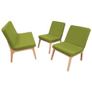 Pack Zelos ss surpiqûre :2 chauffeuses+1 banquette 2 places hêtre Absinthe