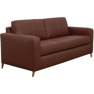 Pack canapé Colorado pieds bois PVC 2 places + 3 places Brun