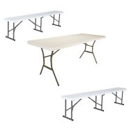 Pack table Lifetime 183 x 76 cm + 2 bancs pliants
