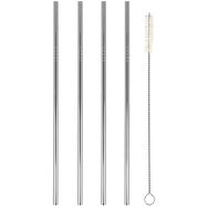 Pailles droites en inox 21cm X4 avec goupillon