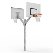 Panier basket 2 têtes fix sol hauteur réglable déport 1m Metaluplast