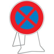 Panneau B6d Arrêt stationnement interdit 650mm cl2 sur pied