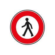 Panneau B9a Accès interdit piétons - 450mm Classe 2 sur pied