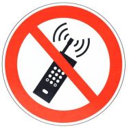 Panneau Interdit d'activer des téléphones mobiles Alu 200 mm